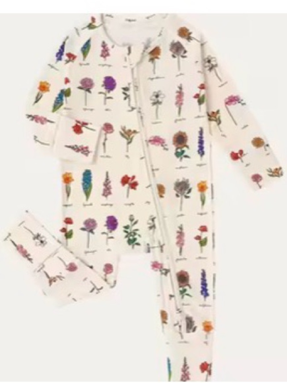 Cream Floral-Print Baby Girl Zip One-Piece - 6/9 Months